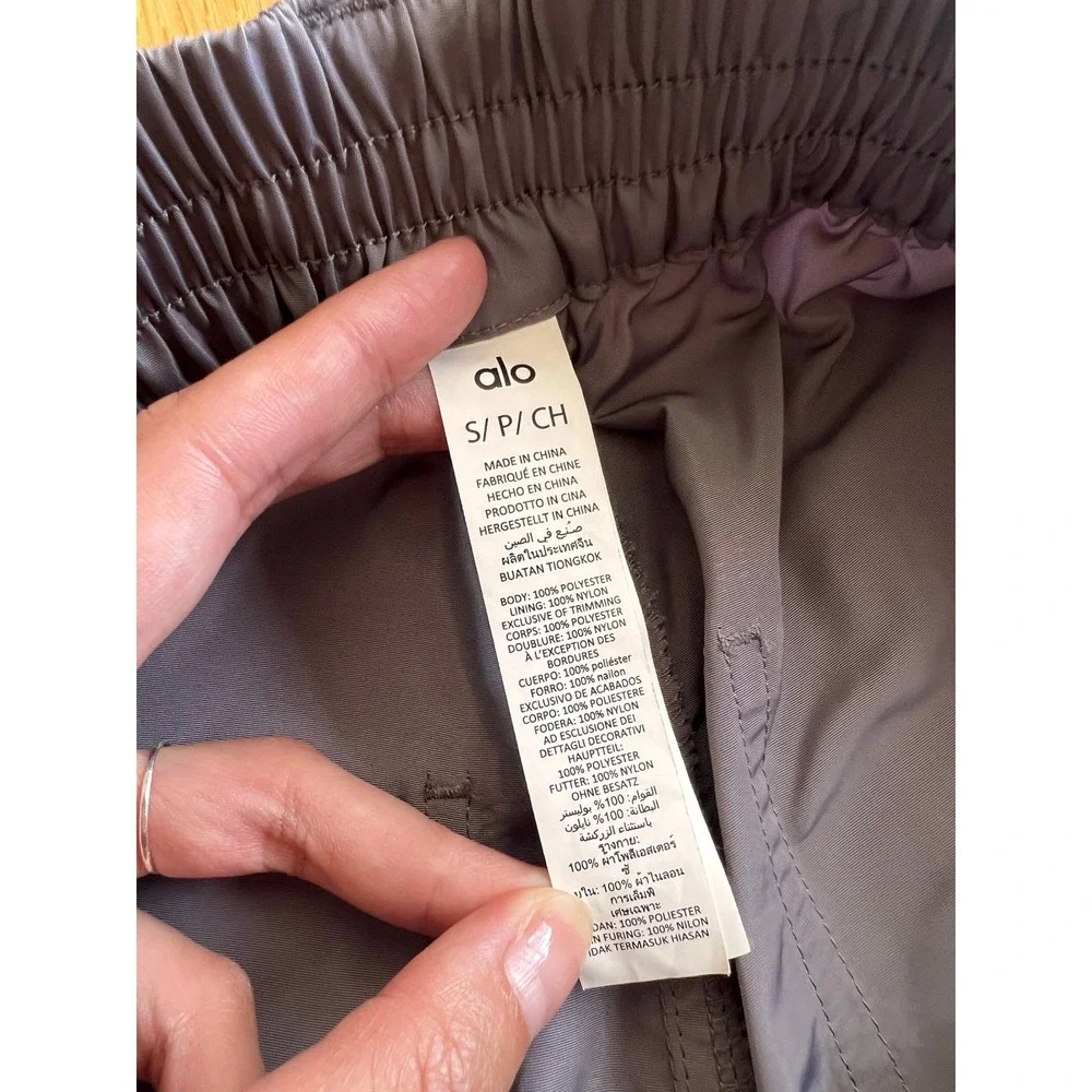 Alo Yoga High Waist Ski Moto Puffer Pants Fog Purple Wide Leg Pockets Size S